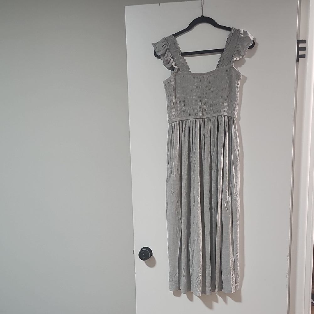 Gray Ruffled Maxi Dress